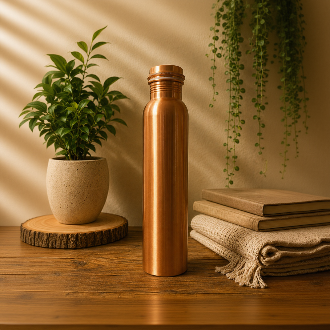 Smooth Copper Water Bottle – 500ml & 900ml